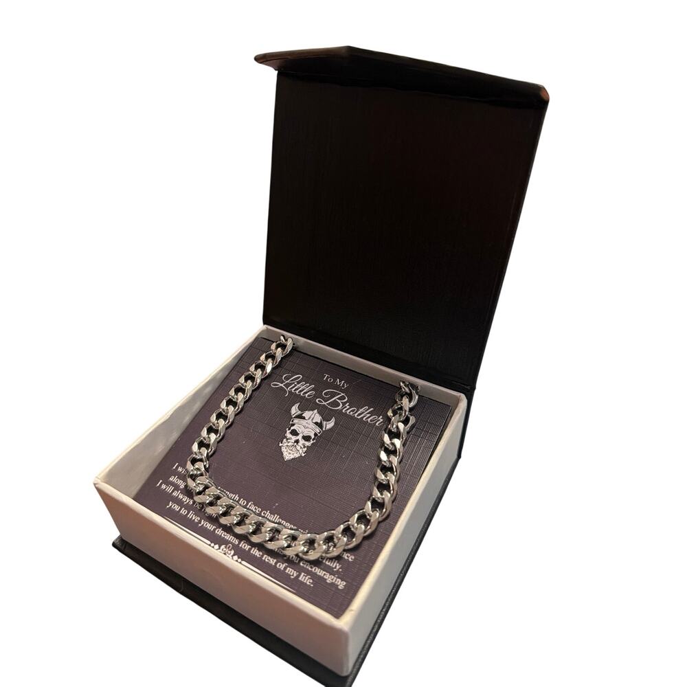 Viragil Men's Stainless Steel Cuban Chain Necklace for Little Brother W/ Box New